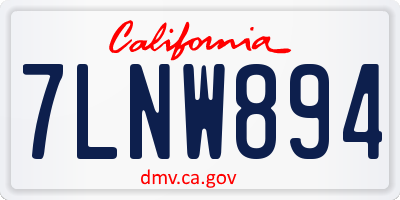 CA license plate 7LNW894