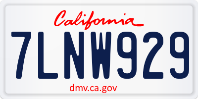 CA license plate 7LNW929