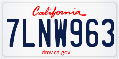 CA license plate 7LNW963