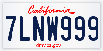 CA license plate 7LNW999