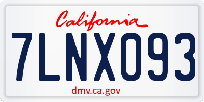 CA license plate 7LNX093