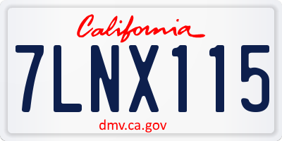 CA license plate 7LNX115