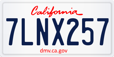 CA license plate 7LNX257
