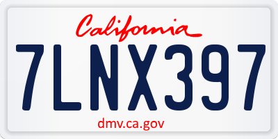 CA license plate 7LNX397