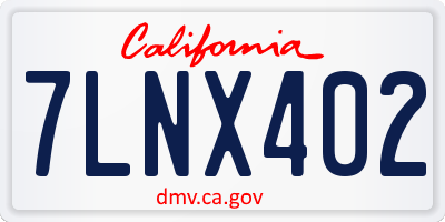 CA license plate 7LNX402