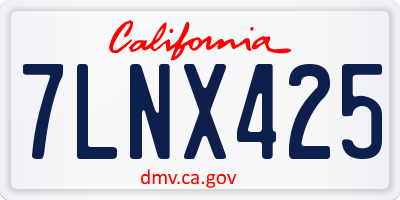 CA license plate 7LNX425