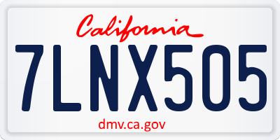 CA license plate 7LNX505
