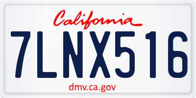 CA license plate 7LNX516