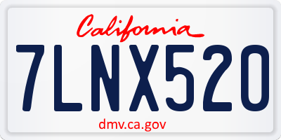 CA license plate 7LNX520