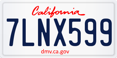 CA license plate 7LNX599