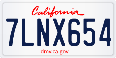 CA license plate 7LNX654