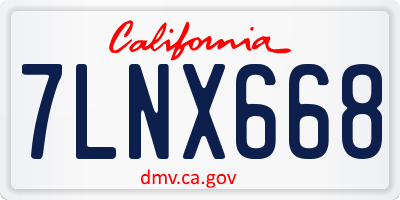 CA license plate 7LNX668