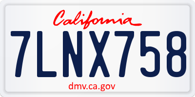 CA license plate 7LNX758