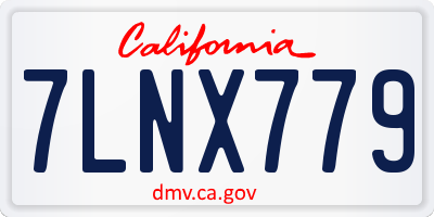 CA license plate 7LNX779