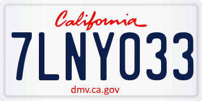 CA license plate 7LNY033