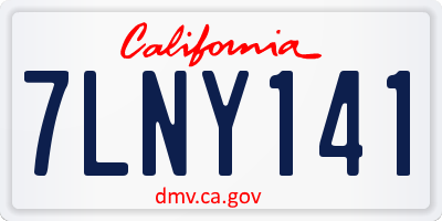 CA license plate 7LNY141
