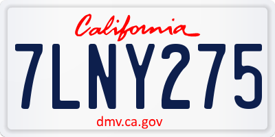 CA license plate 7LNY275