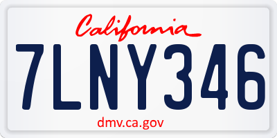 CA license plate 7LNY346