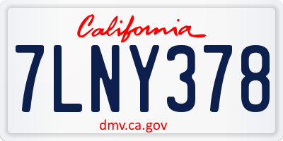 CA license plate 7LNY378