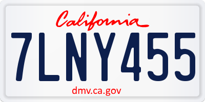 CA license plate 7LNY455