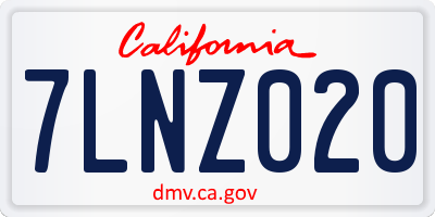 CA license plate 7LNZ020
