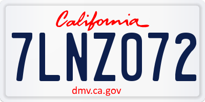 CA license plate 7LNZ072