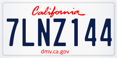 CA license plate 7LNZ144