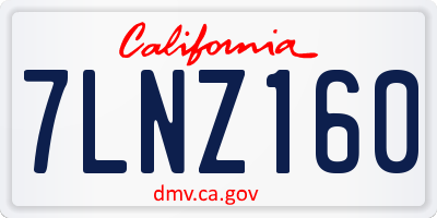 CA license plate 7LNZ160