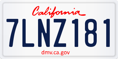 CA license plate 7LNZ181