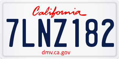 CA license plate 7LNZ182