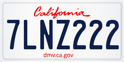 CA license plate 7LNZ222