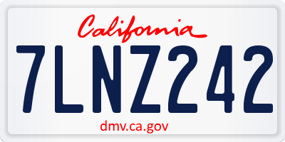 CA license plate 7LNZ242