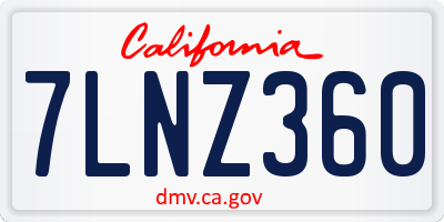 CA license plate 7LNZ360