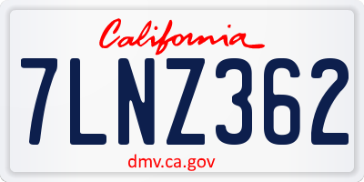 CA license plate 7LNZ362