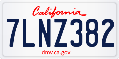 CA license plate 7LNZ382