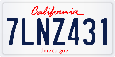 CA license plate 7LNZ431