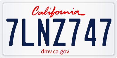 CA license plate 7LNZ747