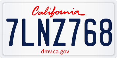 CA license plate 7LNZ768