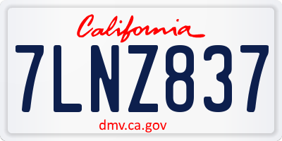 CA license plate 7LNZ837