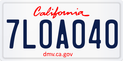 CA license plate 7LOA040