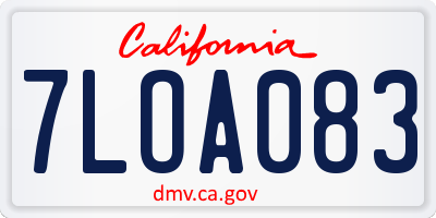 CA license plate 7LOA083