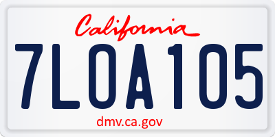 CA license plate 7LOA105