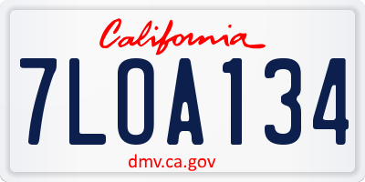 CA license plate 7LOA134