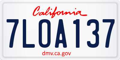 CA license plate 7LOA137