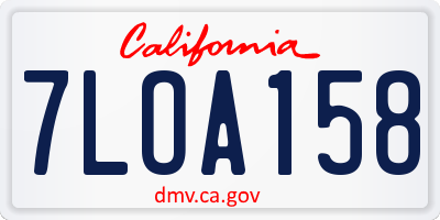 CA license plate 7LOA158