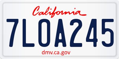 CA license plate 7LOA245