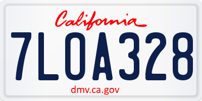 CA license plate 7LOA328