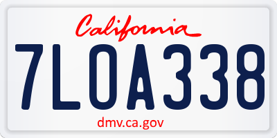 CA license plate 7LOA338