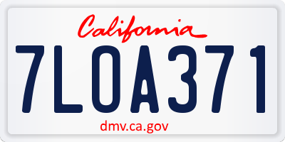 CA license plate 7LOA371