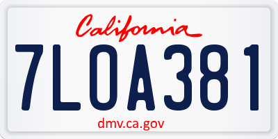 CA license plate 7LOA381